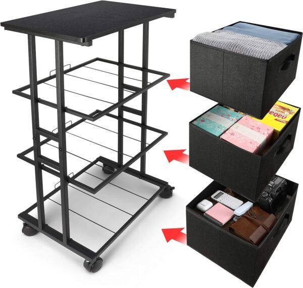 Dresser Storage with 3 Drawers, Fabric Dresser Tower, Vertical Storage Unit for Bedroom, Closet, Office, Black - Image 5