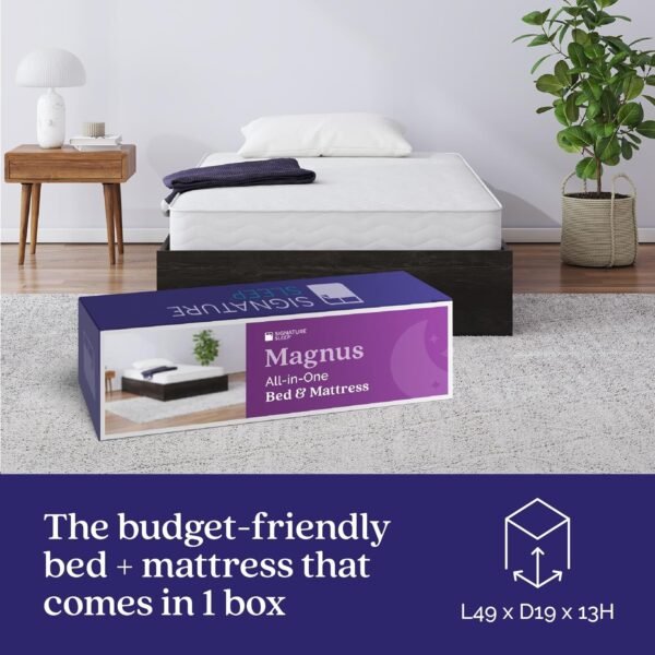 Signature Sleep Magnus Platform Bed Frame and Mattress Set, Twin, Black Oak - Image 2