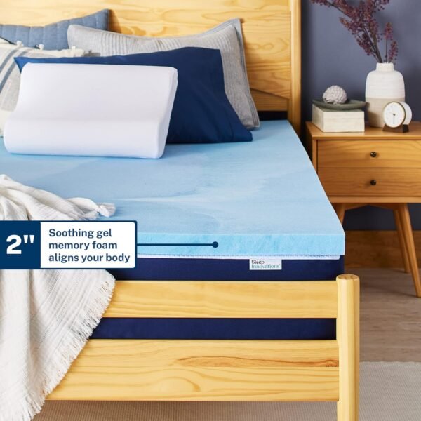 Sleep Innovations 2 Inch Cooling Gel Infused Memory Foam Mattress Topper, California King Size, Cool Comfort, Medium Support - Image 3
