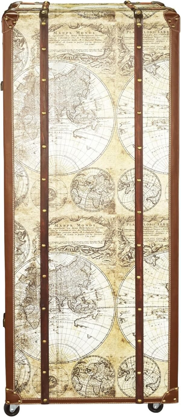 Design Toscano Italian-Style World Map Cocktail Bar Steamer Trunk, 49.5 Inch, full color - Image 6