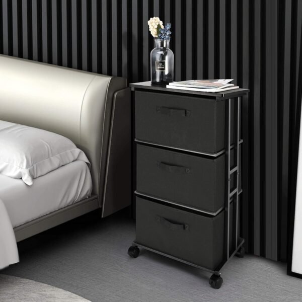 Dresser Storage with 3 Drawers, Fabric Dresser Tower, Vertical Storage Unit for Bedroom, Closet, Office, Black - Image 2