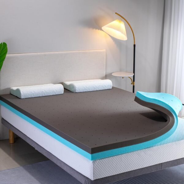 4 Inch Mattress Topper Ventilated Gel Memory Foam Support with Bonus Cover, Dual Layer Free Cover, CertiPUR-US, TwinXL - Image 4