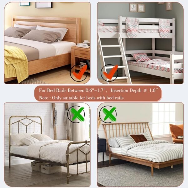 SPACEKEEPER Bedside Shelf for Bed, Foldable Bunk Bed Shelf Clip On Nightstand for Top Bunk College Dorm Room Essentials Floating Table Tray Bed Side Shelf Organizer, Plus Size, White - Image 2