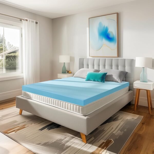 4 Inch Twin XL Memory Foam Mattress Topper Size for College and Dorm, Cooling Gel Infused, Mattress Pad for Pressure Relief, School Essentials, 39x80 Inches, Blue - Image 9
