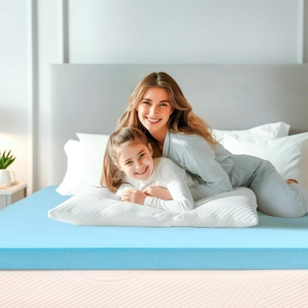 4 Inch Twin XL Memory Foam Mattress Topper Size for College and Dorm, Cooling Gel Infused, Mattress Pad for Pressure Relief, School Essentials, 39x80 Inches, Blue - Image 4
