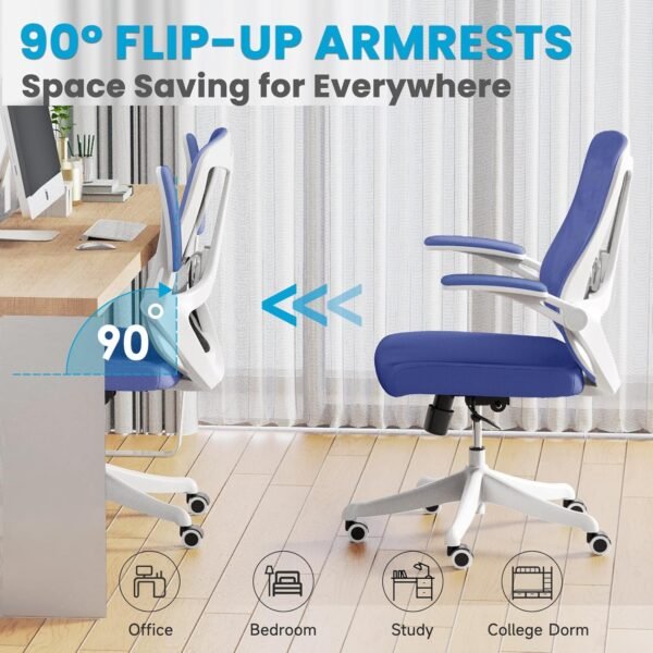 Ergonomic Office Chair - Comfy Desk Chairs with Wheels and Arms, 400LB Heavy Duty Mesh Computer Chairs with Comfortable Lumbar Back Support for Home Office, Bedroom, Study and College Dorm - Image 6