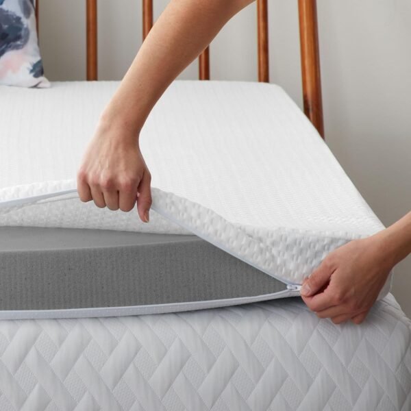 Lucid 4 Inch Bamboo Charcoal Topper and Lucid Zippered Enclosure Mattress Topper Cover, Twin XL - Image 6