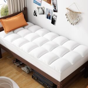 ABENE Mattress Topper for Back Pain Relief Twin XL, Extra Thick Mattress Pad Pillowtop, Soft Mattress Protector Cover with 8″-21″ Deep Pocket, College Dorm Essential (White, Twin XL)
