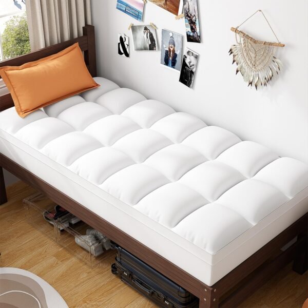 ABENE Mattress Topper for Back Pain Relief Twin XL, Extra Thick Mattress Pad Pillowtop, Soft Mattress Protector Cover with 8"-21" Deep Pocket, College Dorm Essential (White, Twin XL)