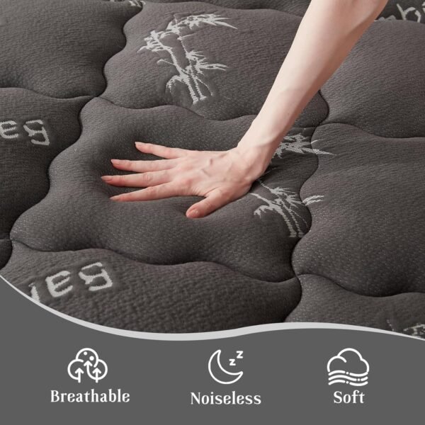 Twin XL Mattress Topper Viscose Derived from Bamboo, Thick Pillow Top Mattress Pad with Deep Pockets for 6-14 inches Mattress, Soft Mattress Topper College Dorm Size for Back Pain(Dark Gray) - Image 4