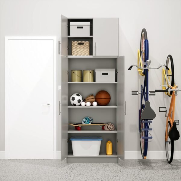 Prepac Light Gray Cabinet: Elite Wall Cabinet, GEW-3224 Garage Cabinet with Storage Shelf, Stackable 16"D x 32"W x 24"H, Perfect as a Garage Storage Cabinet with Doors and Shelves - Image 7