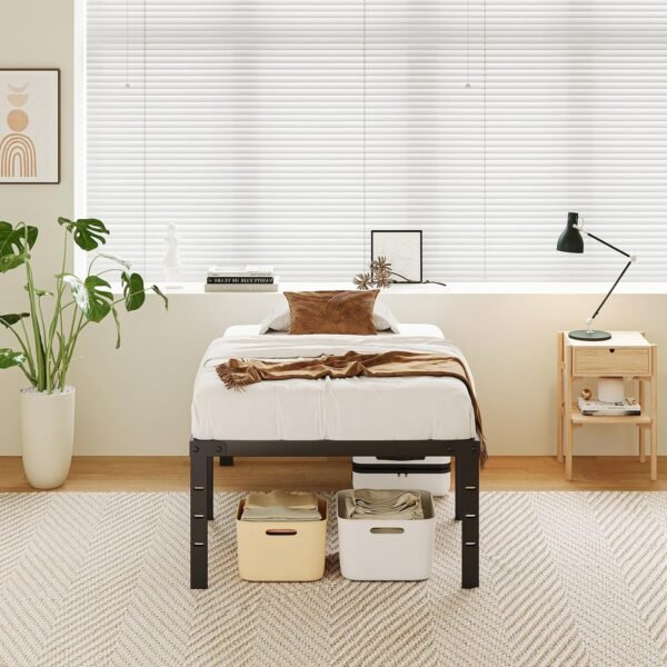 20 Inch Twin Bed Frame No Box Spring Needed, Heavy Duty Tall Metal Twin Platform Bed Frames with Large Storage Space, Easy Assembly Strong Bearing Capacity, Noise Free - Image 8