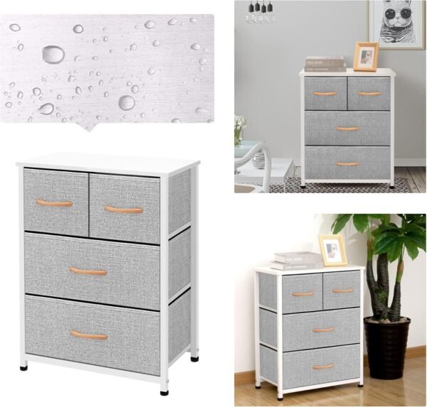 AZL1 Life Concept Dresser Storage Furniture Organizer-Large Standing Chest for Bedroom, Office, Entryway, Living Room and Closet-4 Removable Fabric Drawers, Light Grey - Image 5
