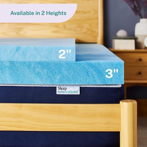 Sleep Innovations 2 Inch Cooling Gel Infused Memory Foam Mattress Topper, California King Size, Cool Comfort, Medium Support - Image 5