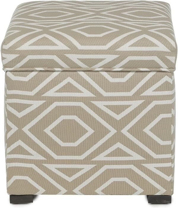MJL Furniture Designs Tami Square Storage Ottoman, Fabric Upholstered Cube for Living Room, Bedroom or Dorm, Extra Seating Perfect for Small Spaces, 20 Inch, Natural - Image 3