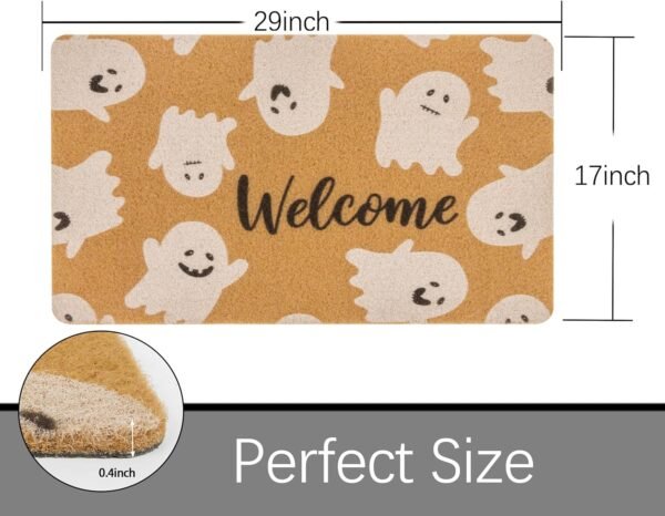 Spider Web Dark Coir Doormat - Half Circle Non-Slip Welcome Door Mat Halloween Decor Mat 17x29 inch Indoor Mat (Ghost, 17''x29'') - Image 2