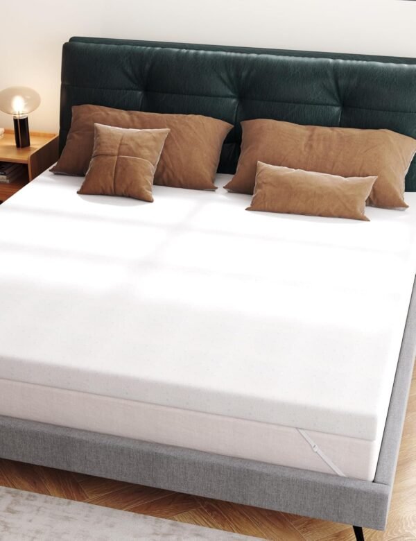 Ferlizer 4" [Twin] Firm Memory Foam Mattress Topper with Ultra Soft Cover & Corner Straps, CertiPUR-US Certified