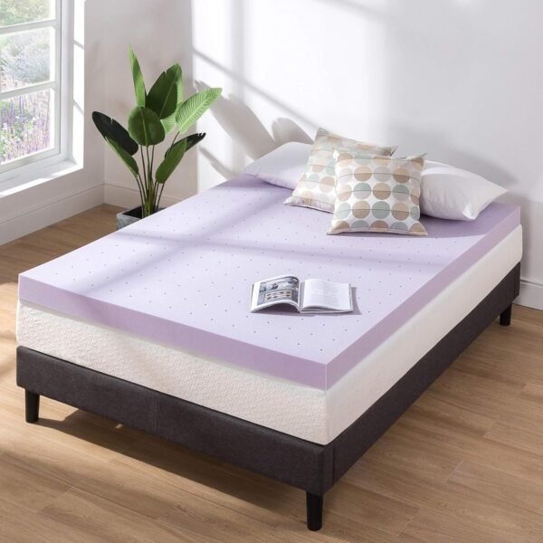 Mellow 4 Inch Ventilated Memory Foam Mattress Topper, Soothing Lavender Infusion, CertiPUR-US Certified, Queen - Image 8