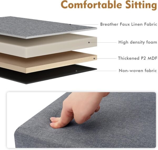 B FSOBEIIALEO Storage Ottoman Cube, Linen Small Foot Seat,for Living Room, Bedroom, Home Office, Dorm Storage Footrest Grey 11.8"x11.8"x11.8" - Image 5