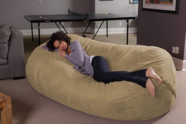 Sofa Sack Bean Bag Lounger - Plush Bean Bag Sofas with Super Soft Microsuede Cover - XL Memory Foam Stuffed Lounger Chairs for Kids, Adults, Couples - Jumbo Bean Bag Chair Furniture - Camel 7.5' - Image 3