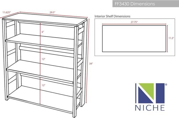 Regency Flip Flop Folding Bookcase, 34" x 30", White - Image 5