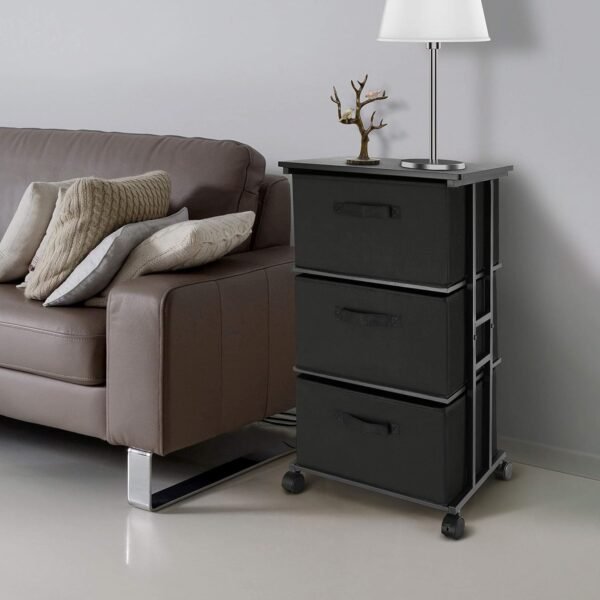 Dresser Storage with 3 Drawers, Fabric Dresser Tower, Vertical Storage Unit for Bedroom, Closet, Office, Black - Image 7