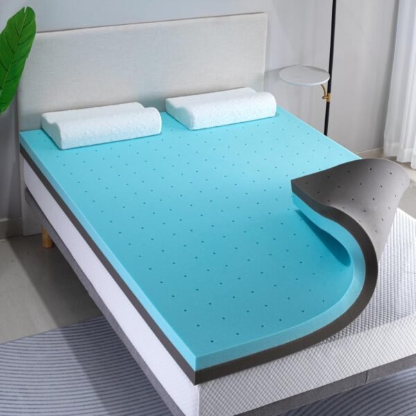 4 Inch Mattress Topper Ventilated Gel Memory Foam Support with Bonus Cover, Dual Layer Free Cover, CertiPUR-US, TwinXL - Image 3