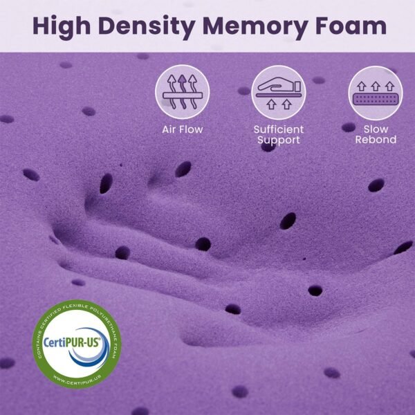 BDEUS 3 Inch Cooling Gel Memory Foam Mattress Topper for College Dorm, Ventilated High Density Pad for Pressure Relief, Bed Topper with Removable Cooling Touch Soft Cover, Twin XL Size - Image 5