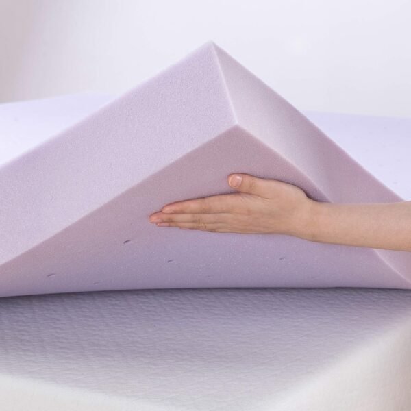 Mellow 4 Inch Ventilated Memory Foam Mattress Topper, Soothing Lavender Infusion, CertiPUR-US Certified, Queen - Image 4