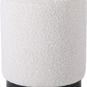 BIRDROCK HOME Round Boucle Ottoman Foot Stool | Soft Compact Padded Vanity Stool | Sturdy Folding Storage Furniture, Small College Dorm Room Seat | Ideal for Living Room, Bedroom, Kids Room – White