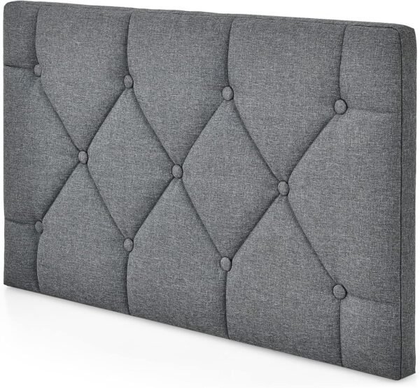 Giantex Upholstered Headboard for Twin/Twin XL Size Bed, Wall Mounted Twin Headboard Only, Modern Linen Button Tufted Headboard for Bedroom, Attachment Device Included, College Dorm Headboard, Grey - Image 9