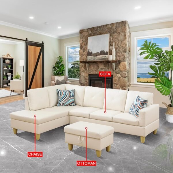 EMKK Modular Sectional Sofa Set,Extra Large L Shaped Couch for Living Room,with Chaise, Sofa&Couch,5 Seat Sofá with Storage Ottoman - Image 2