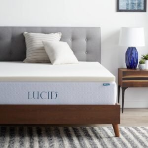 LUCID 2 Inch Traditional Foam Mattress Topper – Hypoallergenic – Ventilated – Conforming Support – Queen