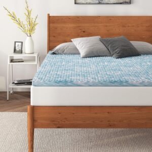 NapQueen 1.5 Inch Swirl Egg-Shell Cooling Gel Memory Foam Mattress Topper, CertiPUR-US Certified, Twin-XL, Blue