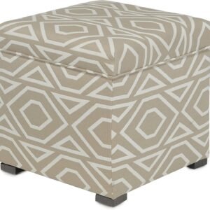 MJL Furniture Designs Tami Square Storage Ottoman, Fabric Upholstered Cube for Living Room, Bedroom or Dorm, Extra Seating Perfect for Small Spaces, 20 Inch, Natural