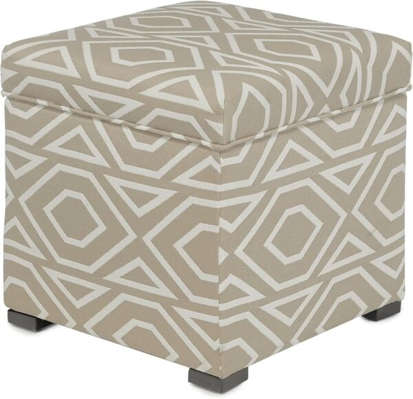 MJL Furniture Designs Tami Square Storage Ottoman, Fabric Upholstered Cube for Living Room, Bedroom or Dorm, Extra Seating Perfect for Small Spaces, 20 Inch, Natural