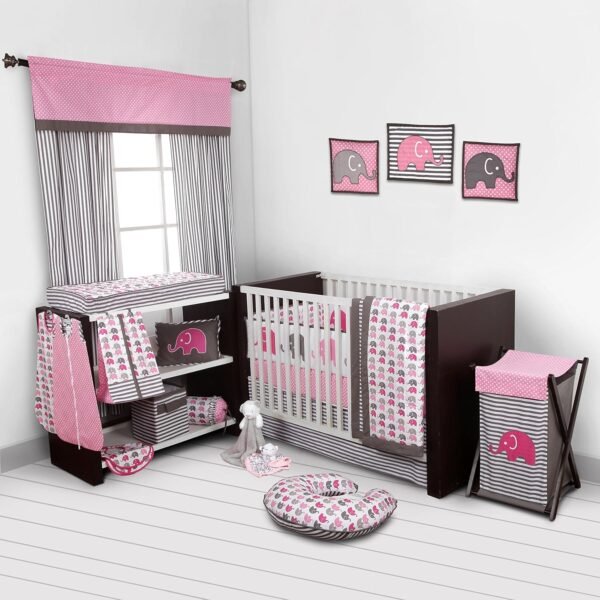 Bacati - Elephants Pink/grey Hamper - Image 2