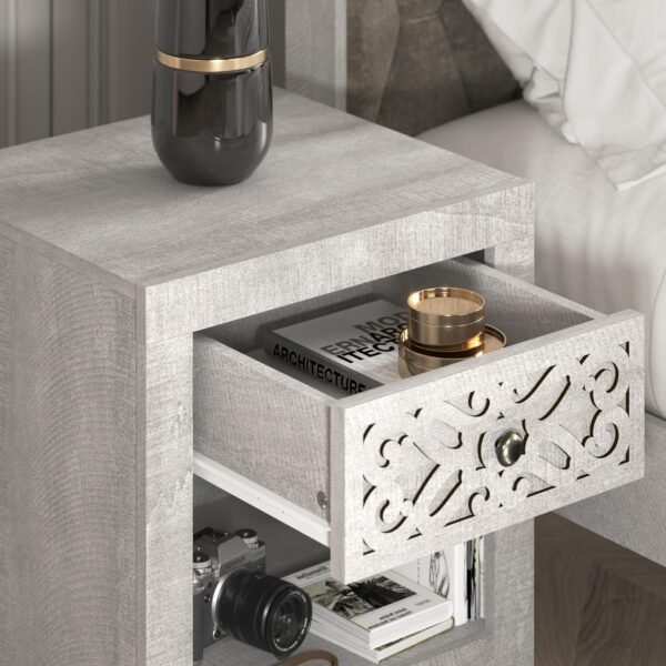 Galano Lophelia Nightstand Side End Table with Shelf Storage, for Living Room, Bedroom and Small Spaces, Accent Bedside Farmhouse Tables with Solid Wood Legs, Easy Assembly, Dusty Grey Oak - Image 4