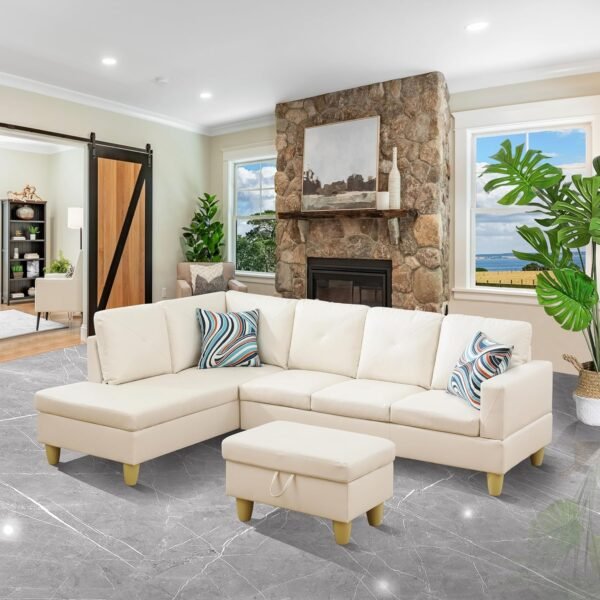 EMKK Modular Sectional Sofa Set,Extra Large L Shaped Couch for Living Room,with Chaise, Sofa&Couch,5 Seat Sofá with Storage Ottoman