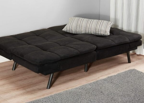 Mainstay.. Memory Foam Futon, Black Suede, Fabric, Wood, Metal + Free Clean Fabric Cloth (Black Suede) - Image 4