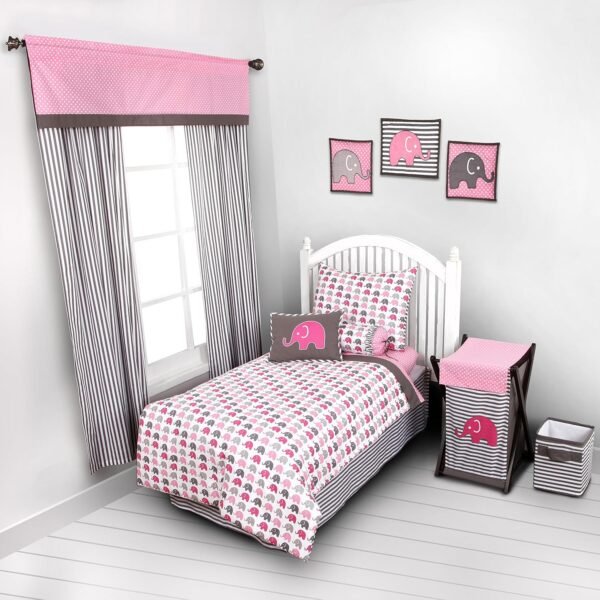 Bacati - Elephants Pink/grey Hamper - Image 3