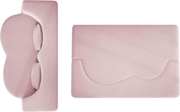 Modern Floor Sofa with 2 Pillows,Convertible Teddy Fabric Foam-Filled Sleeper Sofa Bed,15" Full Size Folding Mattress for Living Room, Guest Bed, Playroom,no assembly required (Pink@091) - Image 3