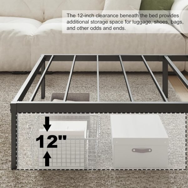 Twin Bed Frames with Upholstery Headboard, 14 Inch Twin Bed Frame No Box Spring Needed Support Up to 2500 lbs, Noise Free, Easy Assembely, Grey - Image 4