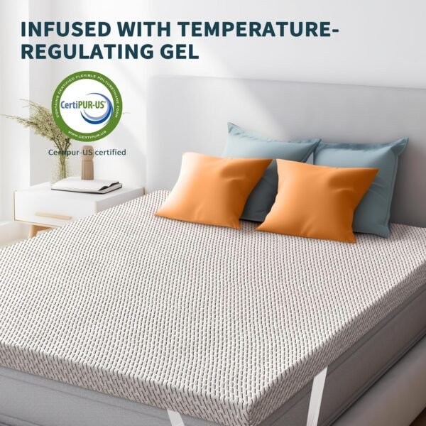 SyMax King Memory Foam Mattress Topper 3 Inch for College Dorm Bedroom Cooling Gel Mattress Topper Memory Foam Pad Soft Sofa Bed Topper with Removable & Washable Cover King Size - Image 7