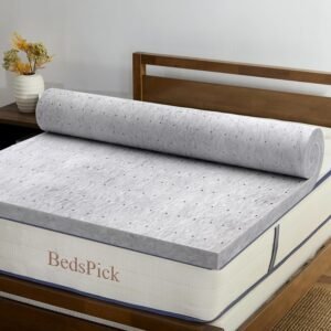 BedsPick Memory Foam Mattress Topper Twin 2 Inch, Foam Mattress Pad, Single Bed Toppers with Ventilation Holes