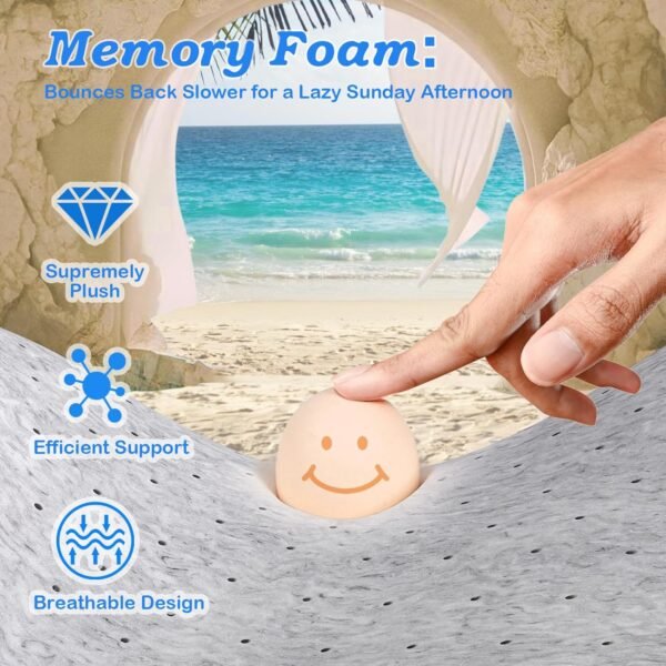 BedsPick Memory Foam Mattress Topper Twin 2 Inch, Foam Mattress Pad, Single Bed Toppers with Ventilation Holes - Image 2