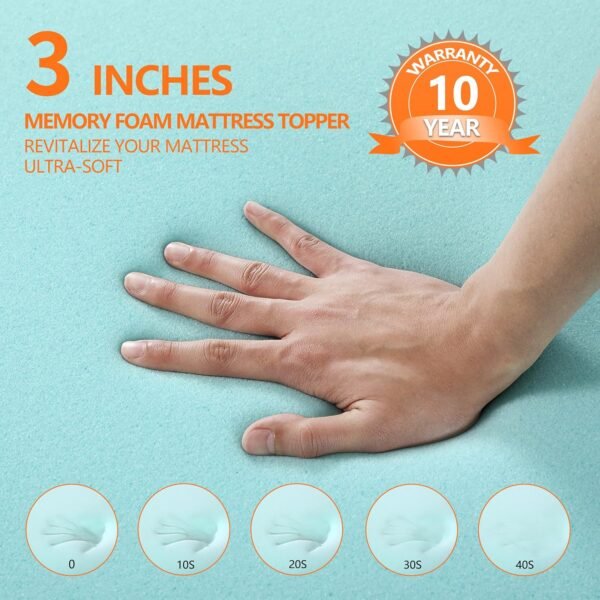 bedluxury 3 Inch Twin Size Mattress Topper Gel Memory Foam, High Density Soft Foam Mattress Pad Cover for Pressure Relief, Bed Topper with Removable Breathable Cover,Black - Image 3