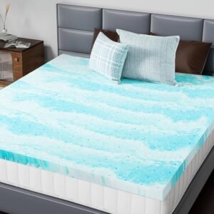 DUMOS 2 Inch Gel Memory Foam Mattress Topper Twin XL – Cooling, Breathable, Blue