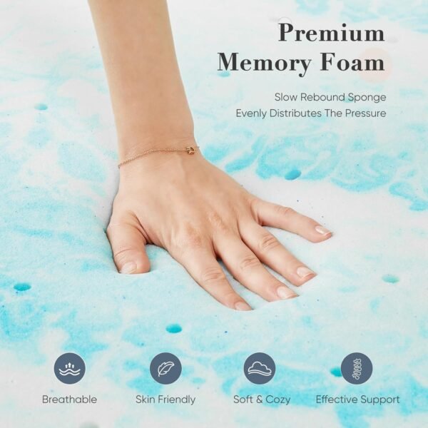 DUMOS 2 Inch Gel Memory Foam Mattress Topper Twin XL - Cooling, Breathable, Blue - Image 4