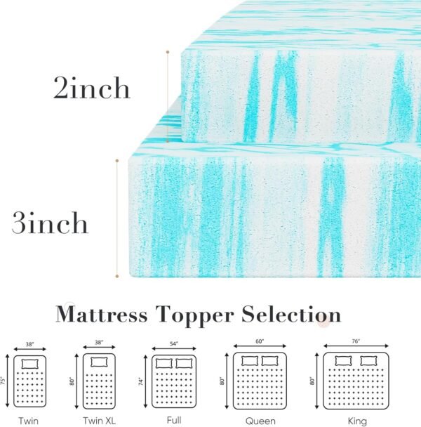 DUMOS 2 Inch Gel Memory Foam Mattress Topper Twin XL - Cooling, Breathable, Blue - Image 7